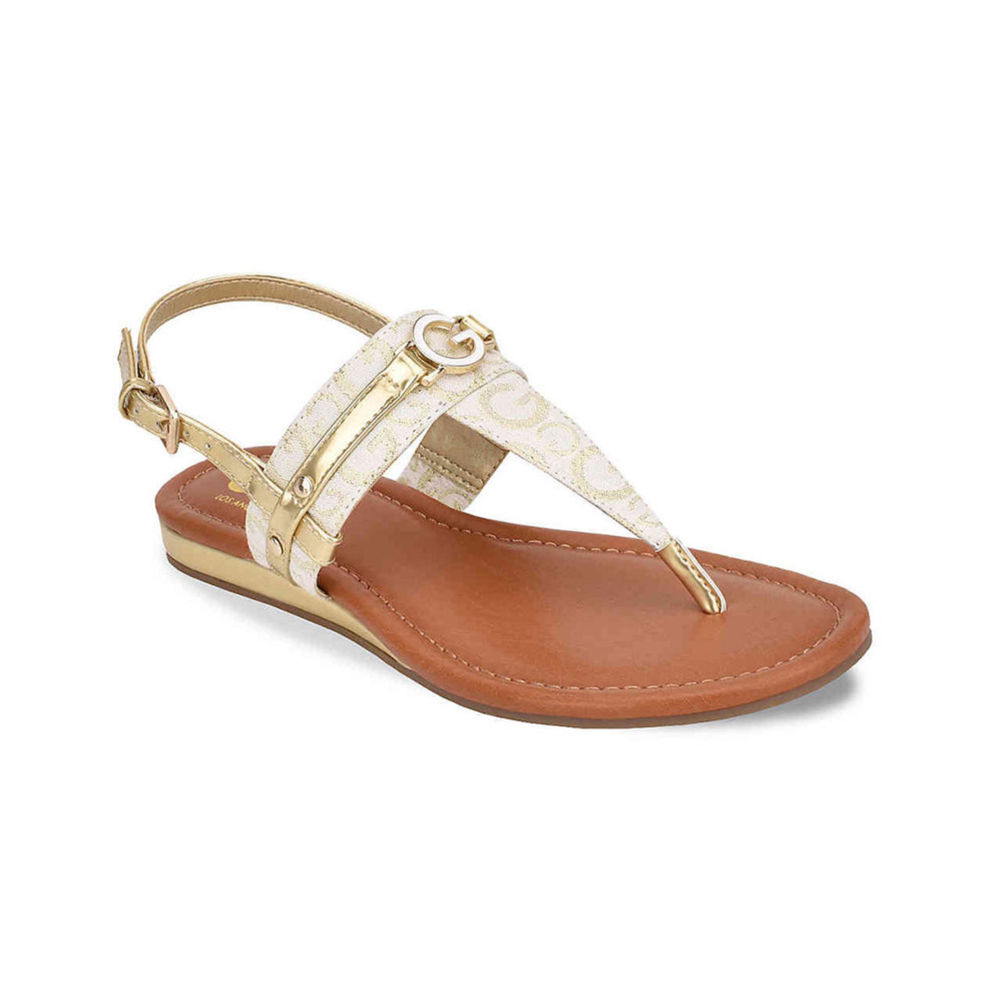 G By Guess Women's Gg-jeeda2 T-strap Logo Sandal | Casual Flat Sandals ...