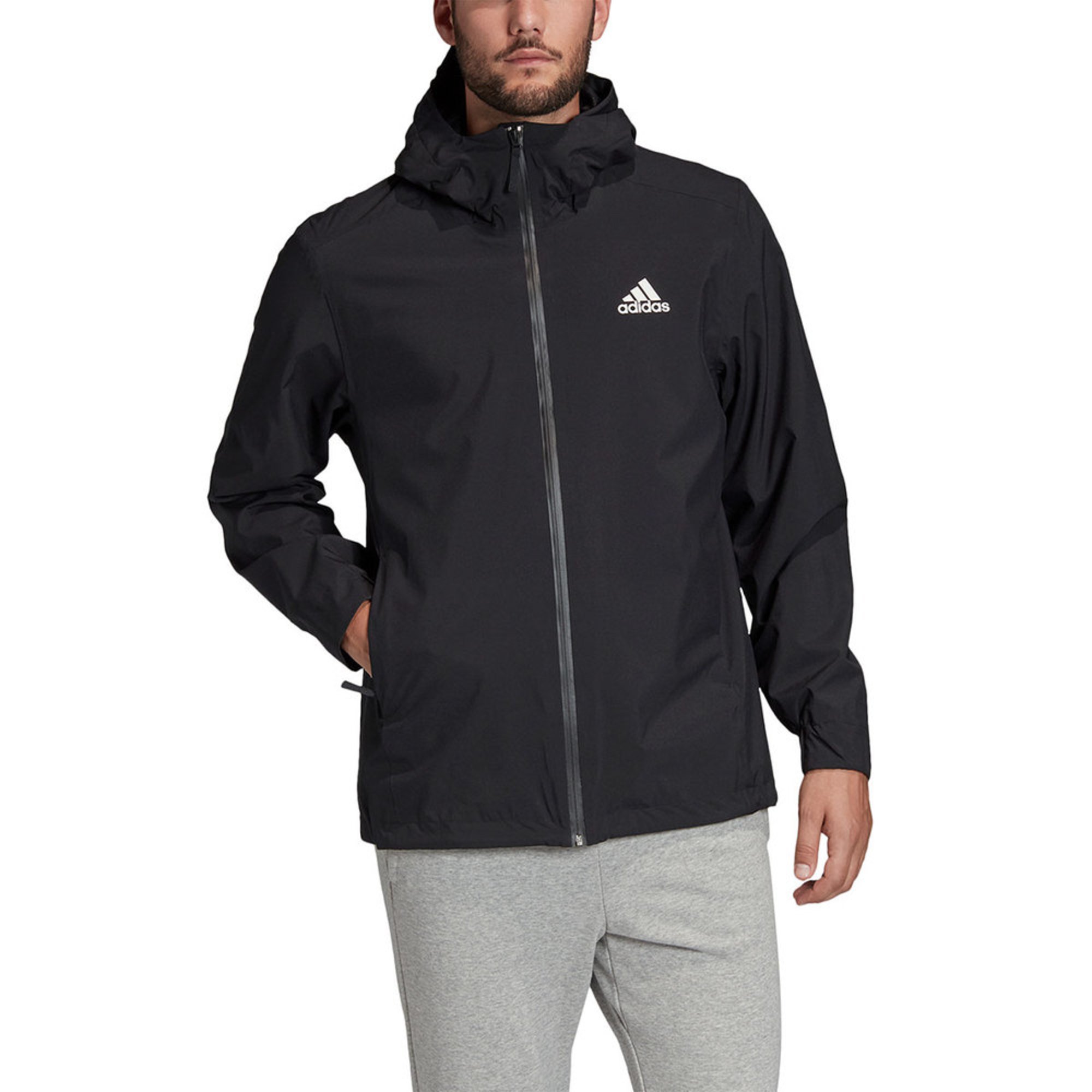 Adidas Men's Badge Of Sport Left Chest Three Striped Rain Jacket ...