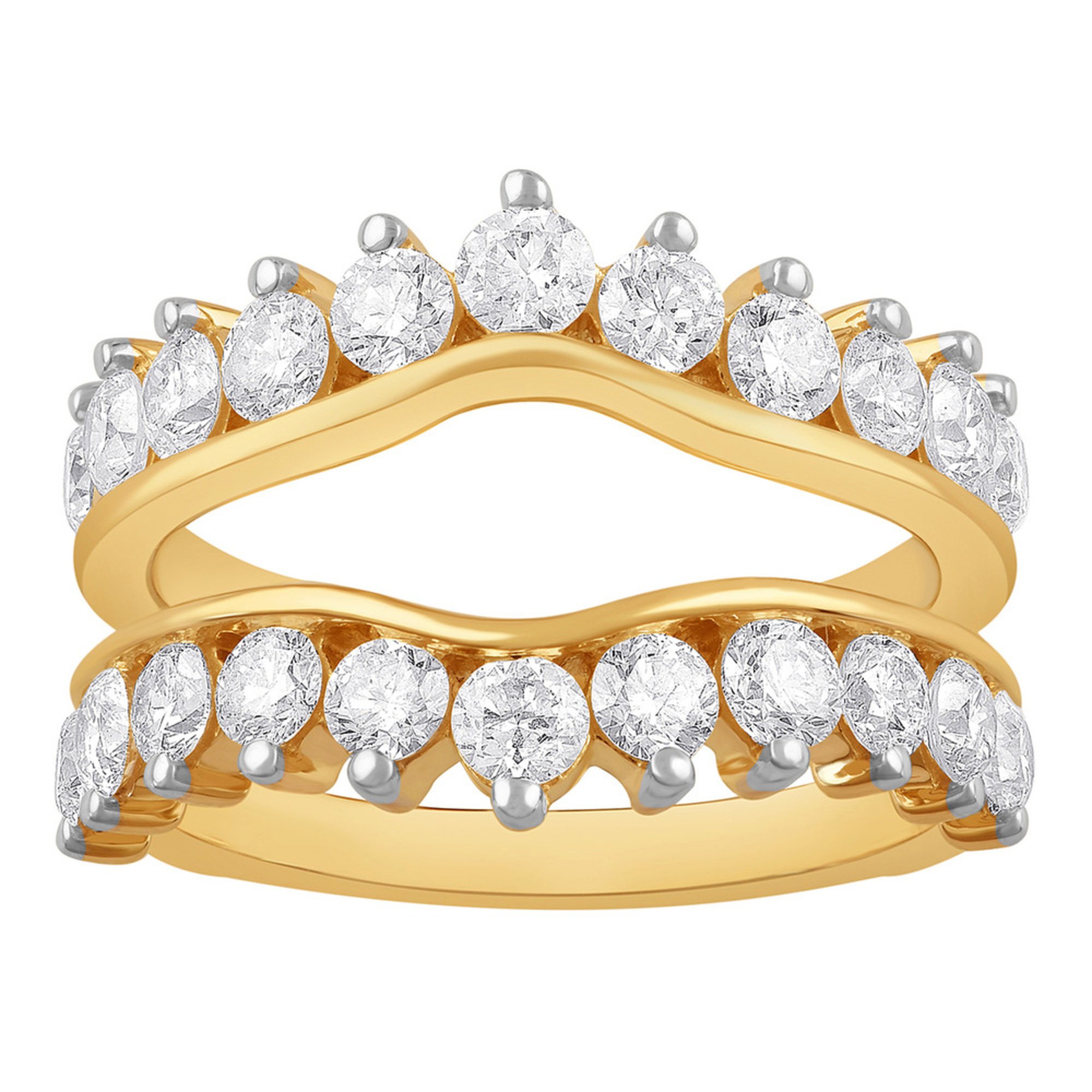 14k Yellow Gold Ladies Guard Ring 2 Cttw Diamond Rings Accessories