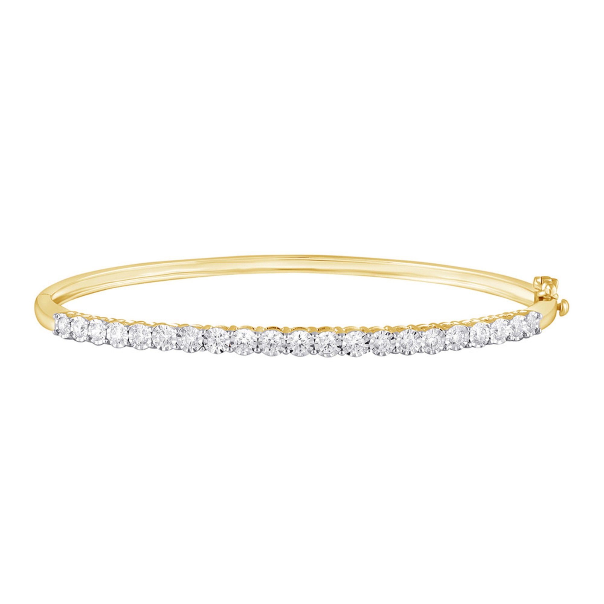 14k Yellow Gold Diamond Bangle 1.00 Cttw Diamond Bracelets