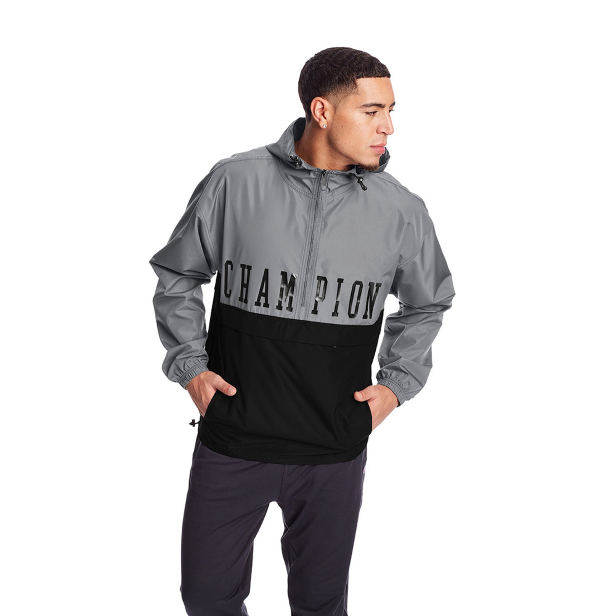 champion men's colorblocked packable jacket