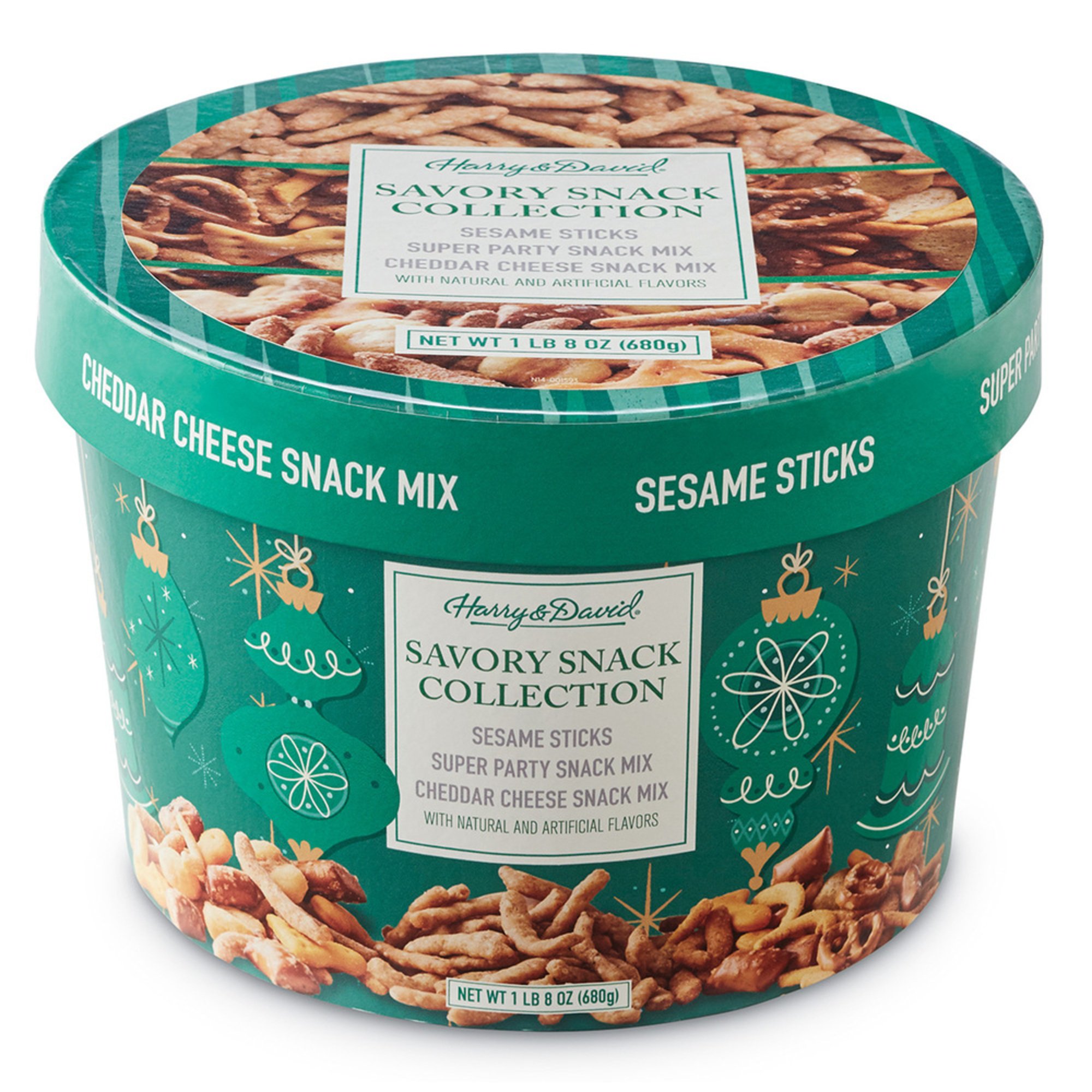Harry & David Holiday Savory Snack 24oz Drum Collection Holiday Gourmet Gift Sets For The