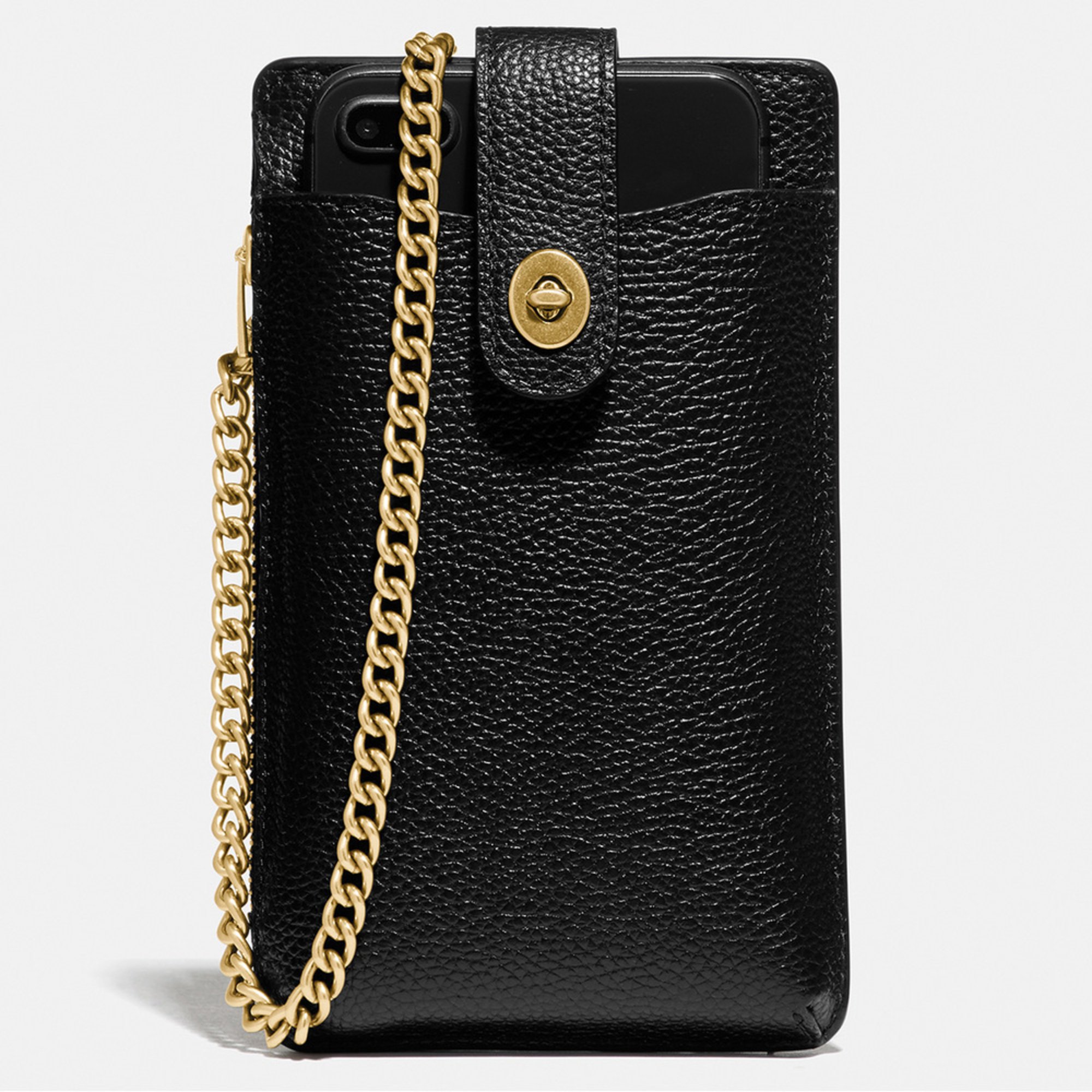 Coach Polished Pebble Turnlock Chain Phone Crossbody Crossbody