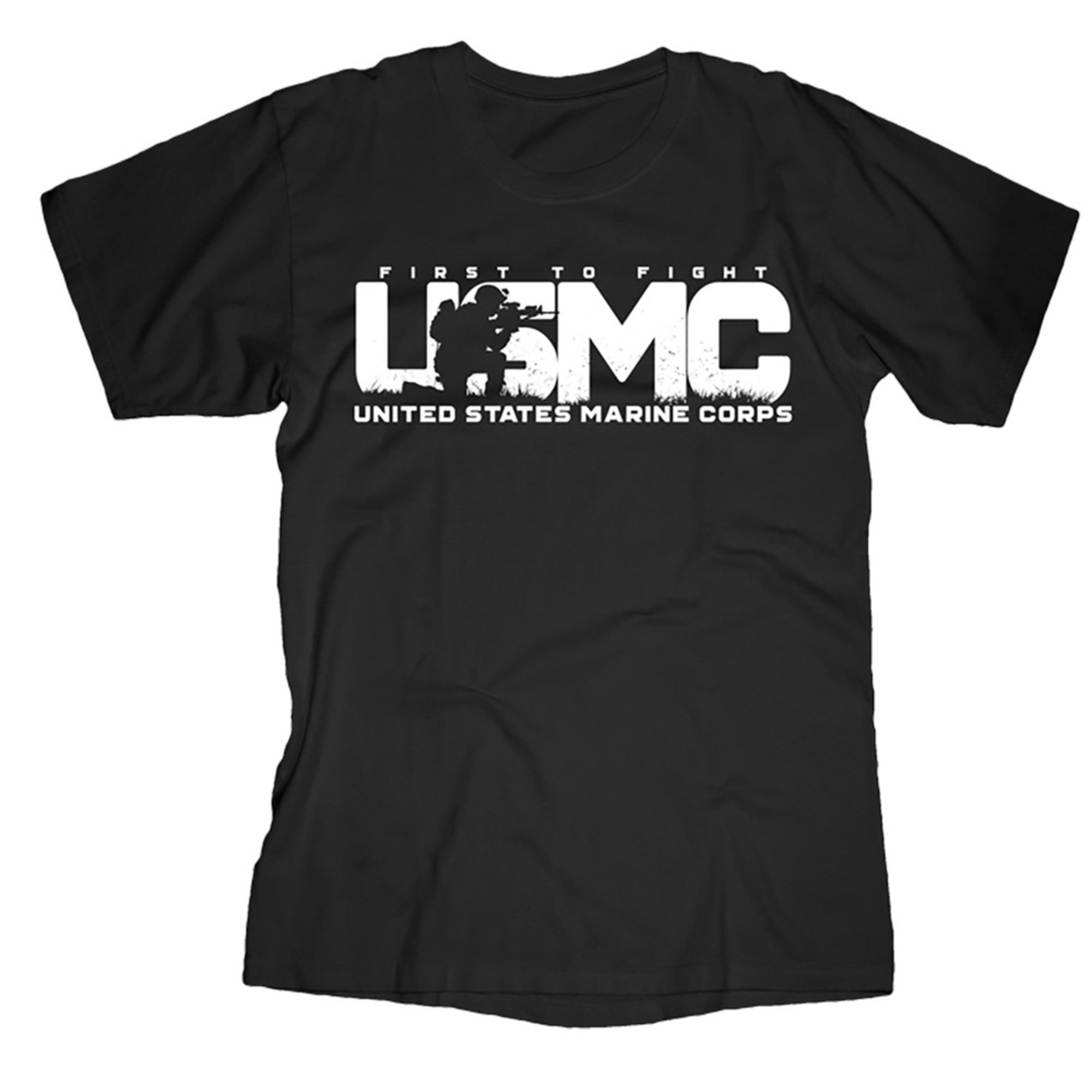 Frontline Military Apparel Men's Usmc First To Fight Silhouette Tee Marine Apparel Military