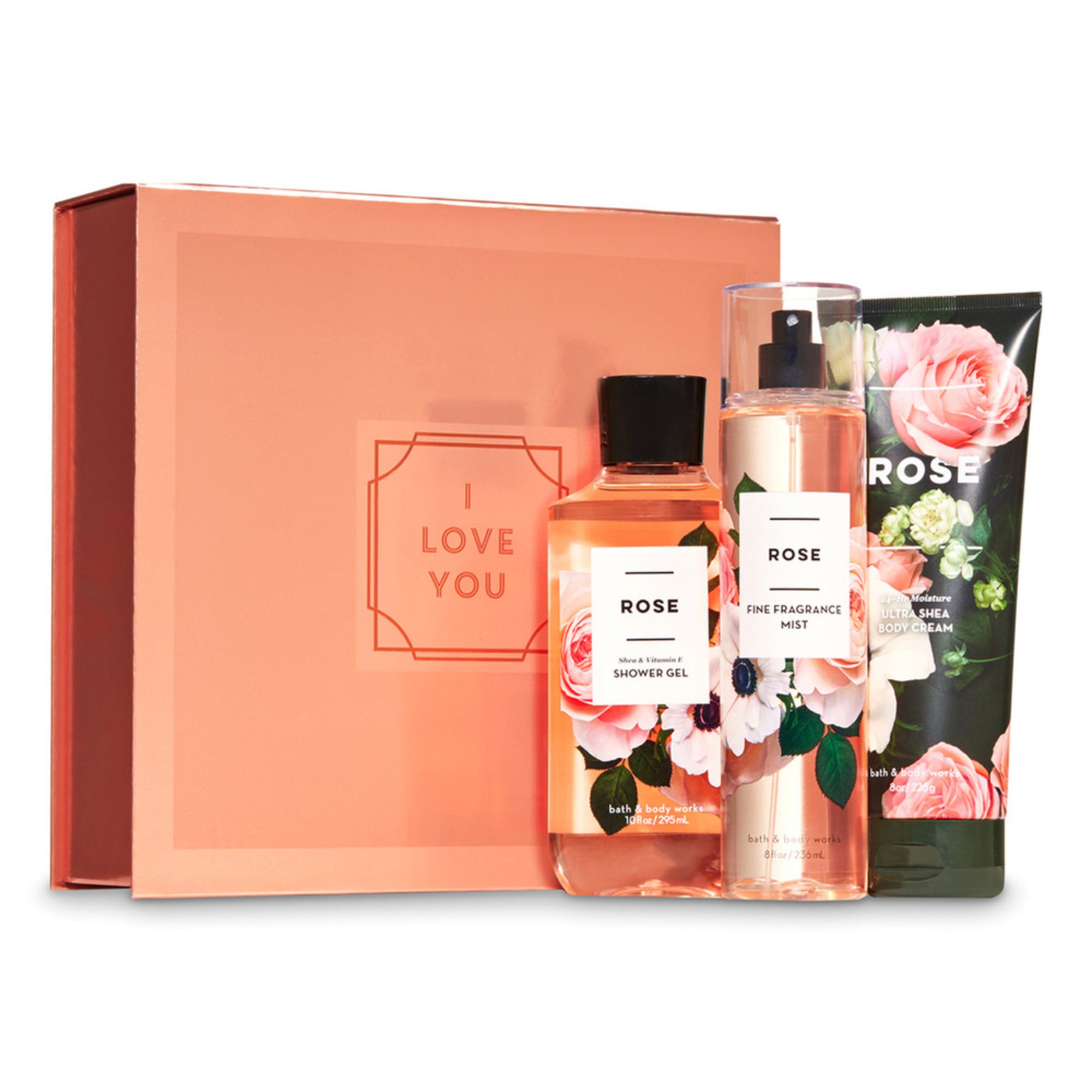 Bath & Body Works Holiday Full Size Trio Easel Box Rose Bath & Body