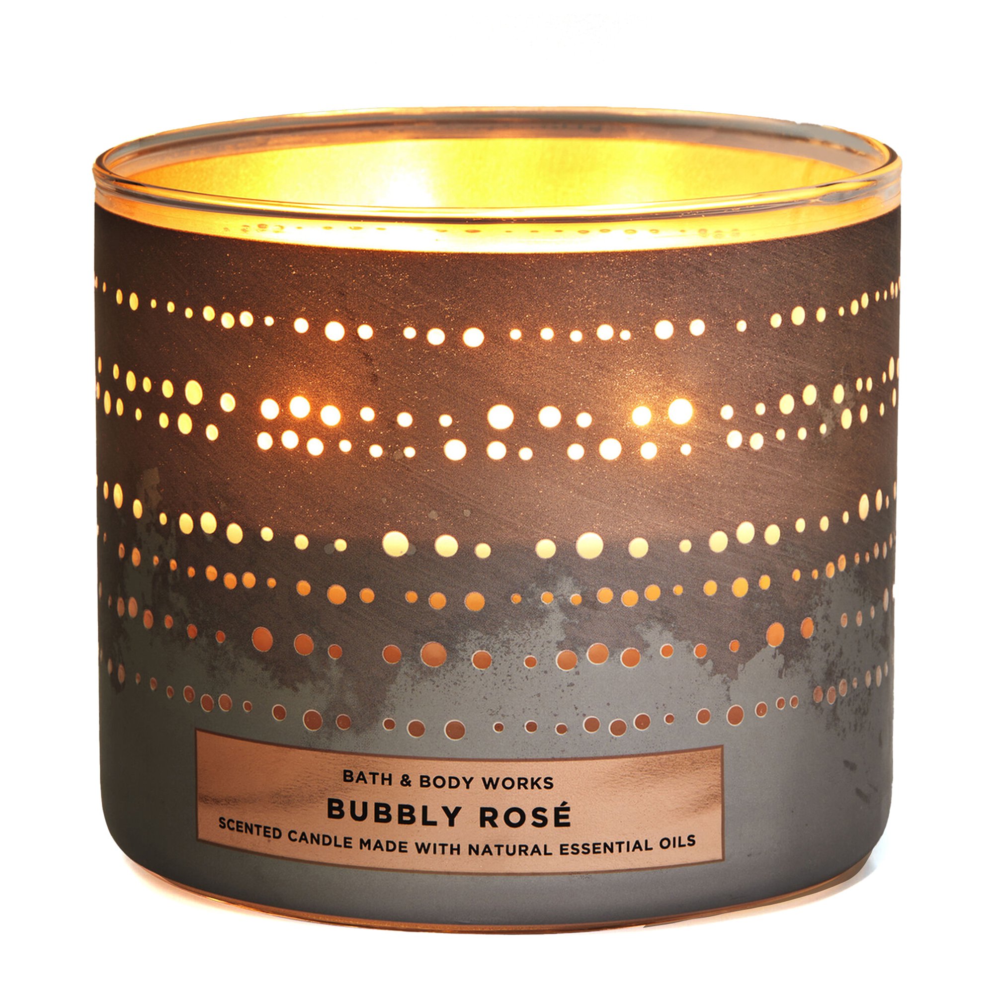 Bath & Body Works Spring Luminary Bubbly Rose 3wick Candle Scented Candles Beauty