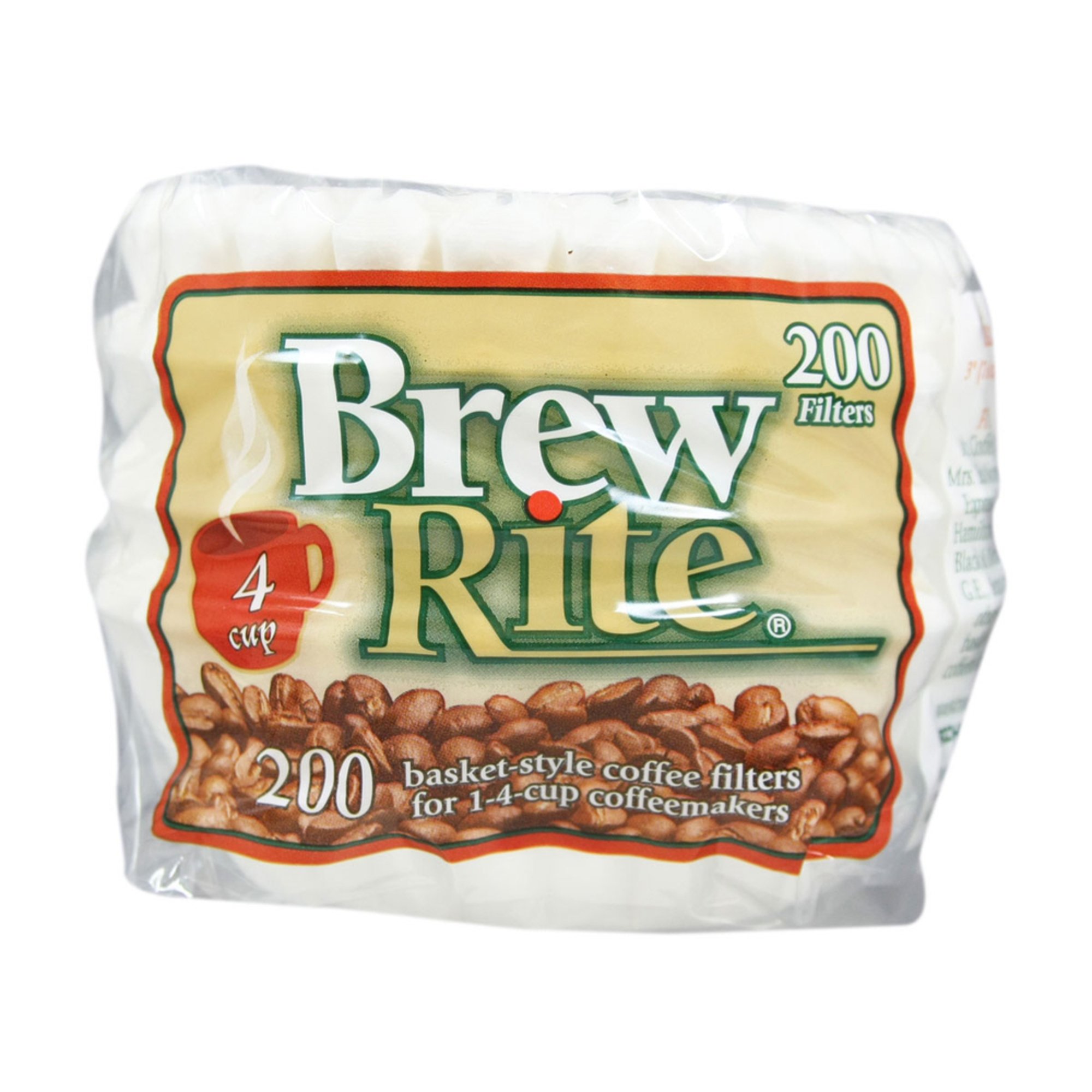 Brew Rite 4cup Basket Disposable Filters, 200count Coffee Filters