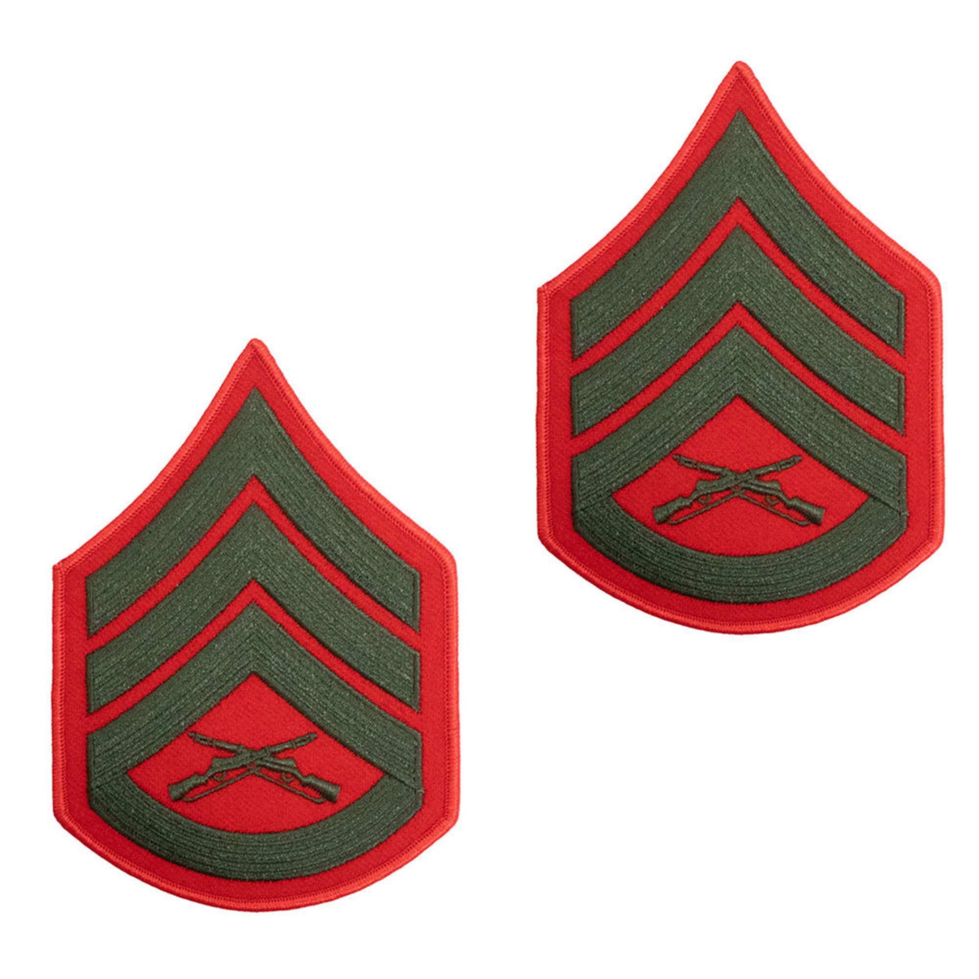 Usmc Men's Chevron Green On Red Merrowed Ssgt | Rank Insignia ...