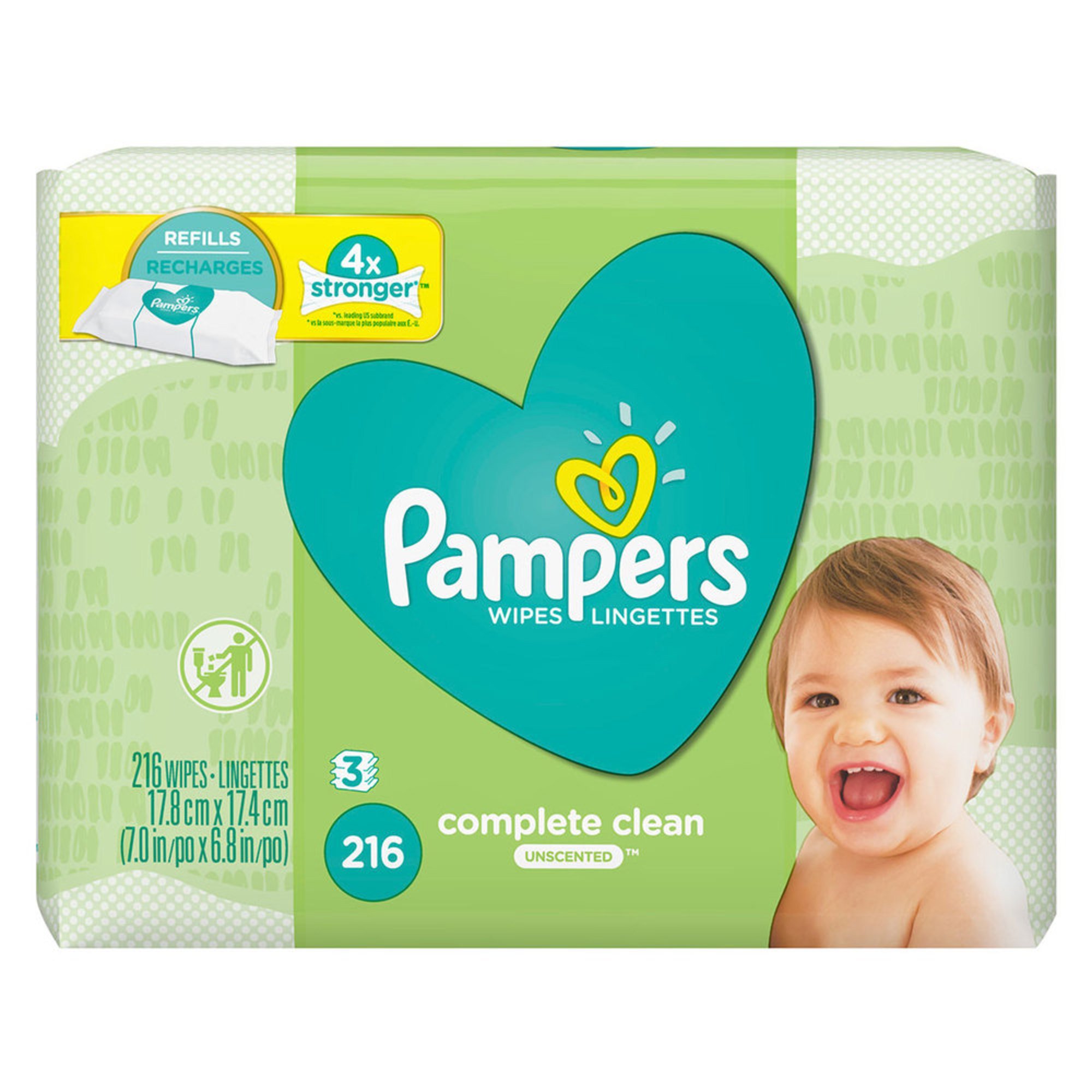 Pampers Natural Clean Unscented Baby Wipes, 216-count (3-pack) | Wipes