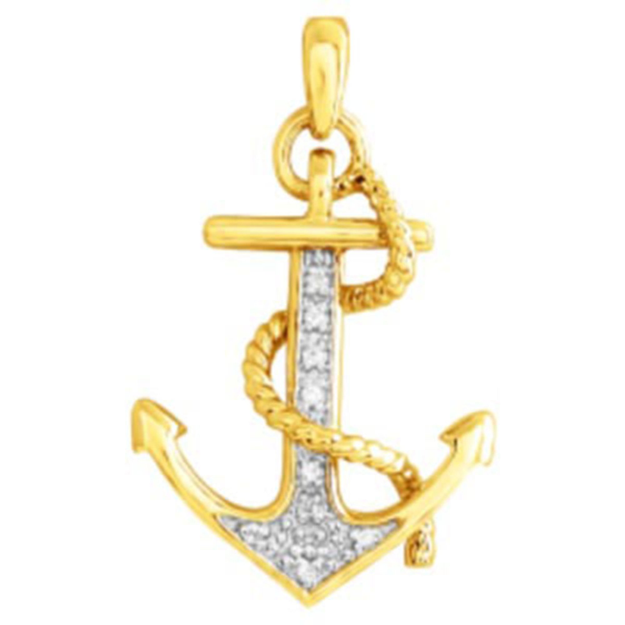 10k Yellow Gold Diamond Anchor Pendant | Diamond Necklaces | Jewelry & Watches - Shop Your Navy ...