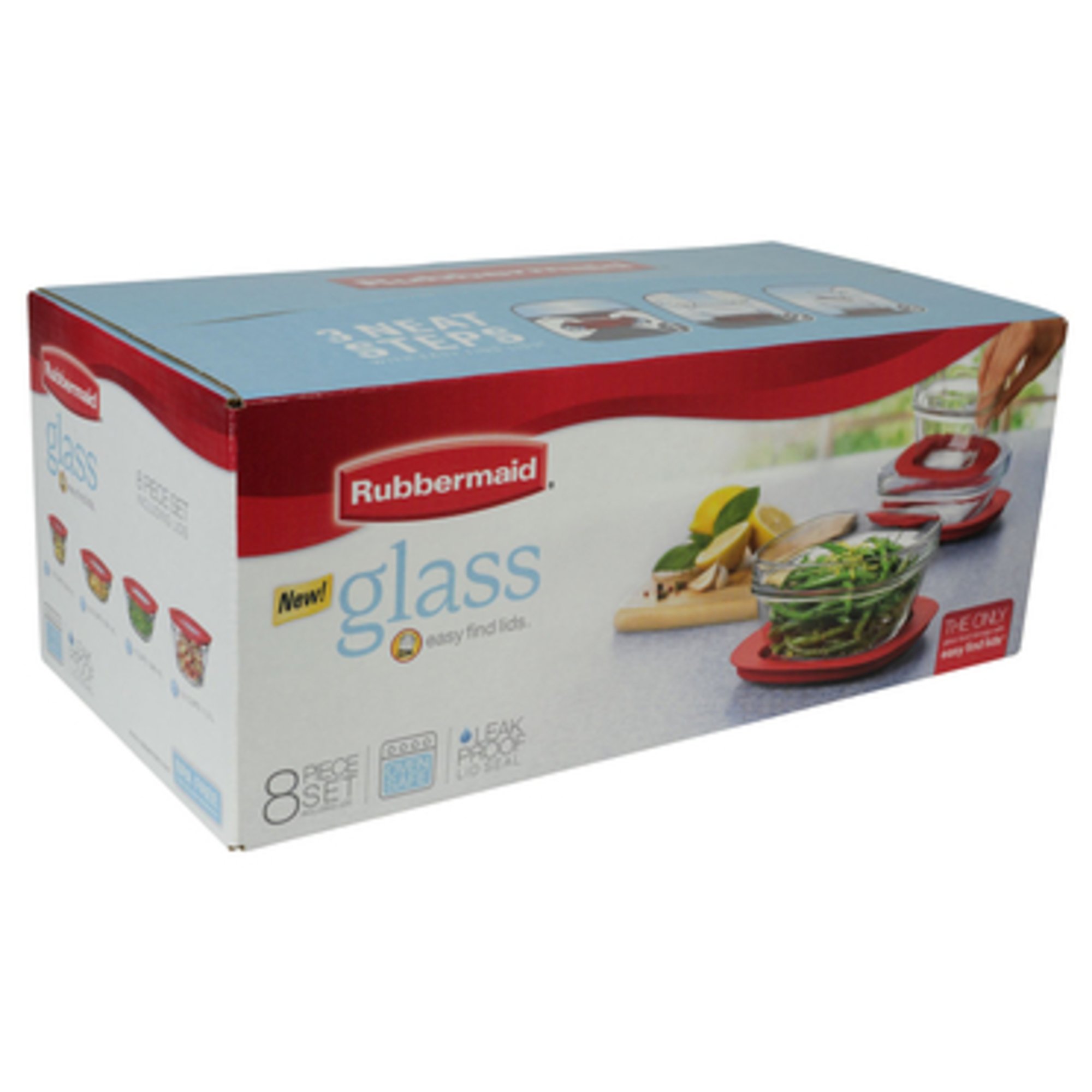 Rubbermaid Easy Find Lids 8piece Glass Food Storage Set Kitchen