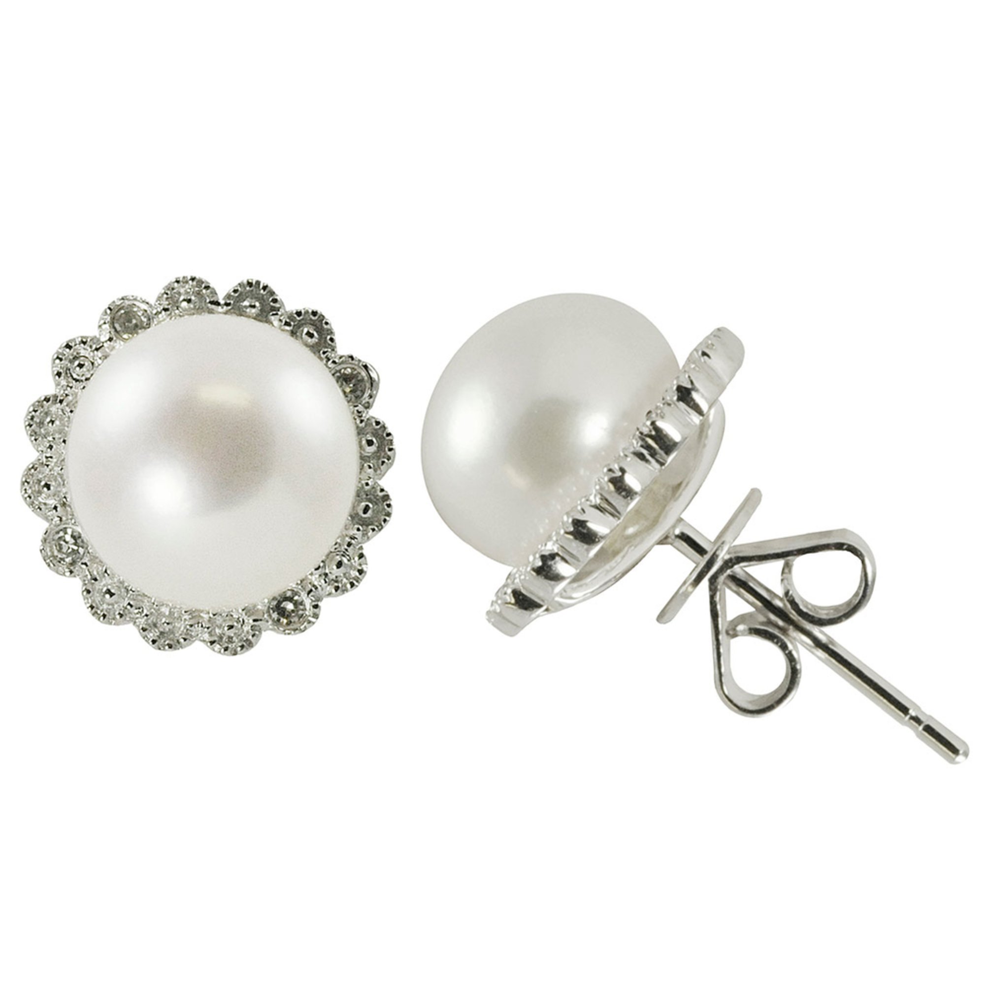 Stellar Rose Silver and pearl earrings 77928 main image 0