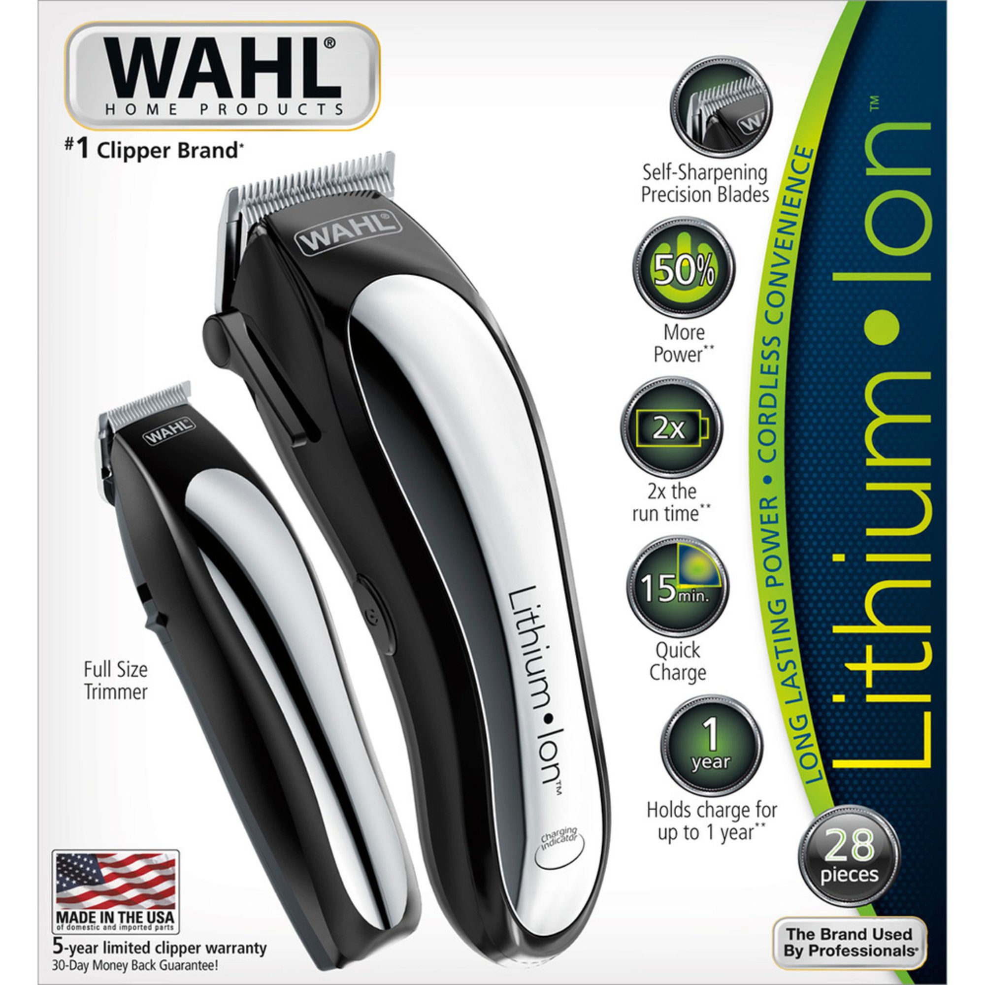 Wahl Lithium Ion Pro Rechargeable Hair Clipper And Trimmer Kit Electric Shavers Trimmers 0