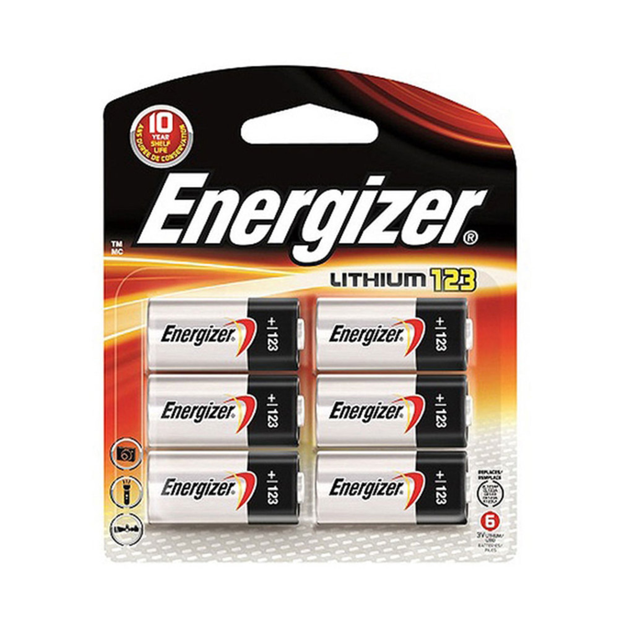 Energizer 123 3volt Lithium Photo Battery, 6pack Batteries