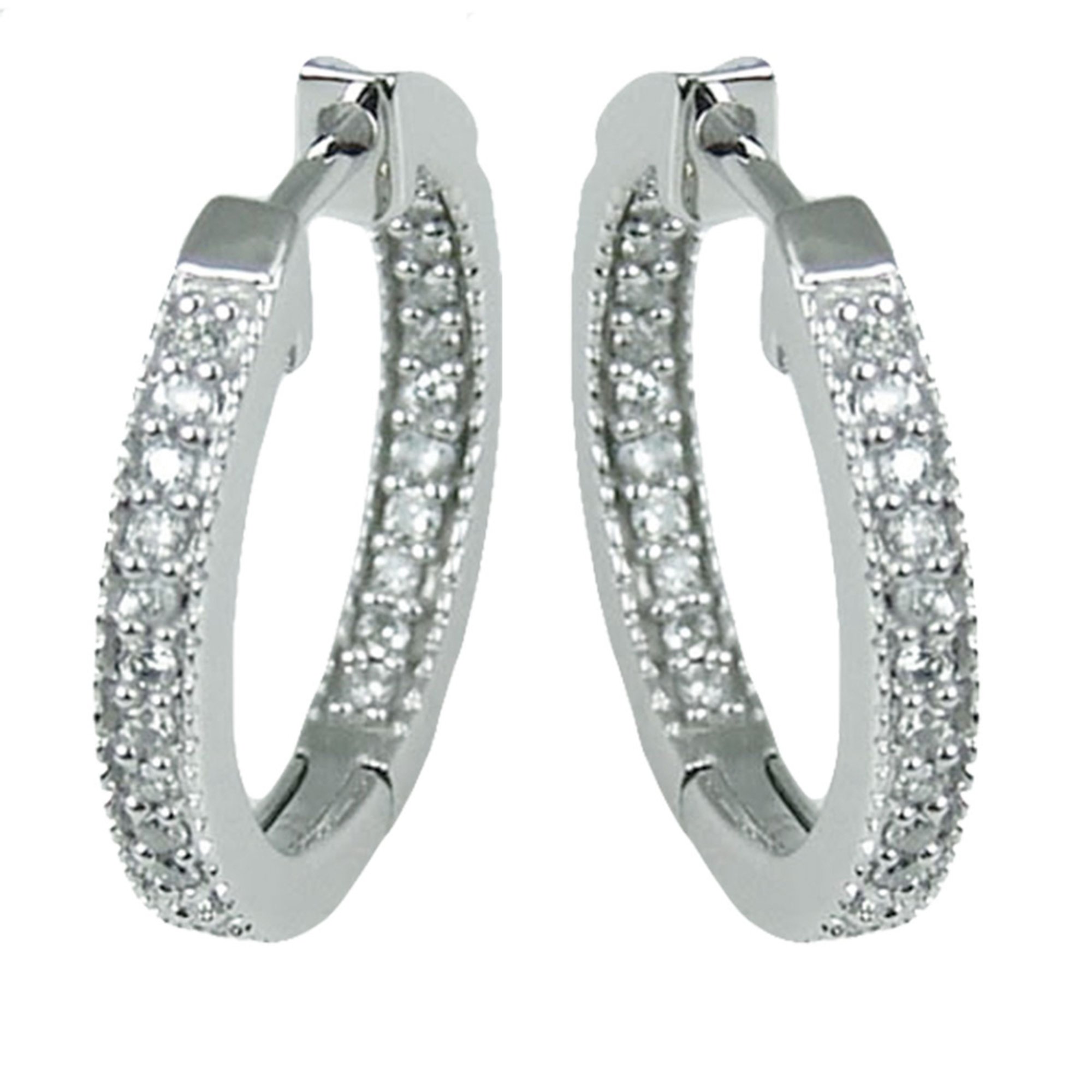 Sterling Silver 1/8 Cttw Hoop Earrings | Diamond Earrings | Accessories ...