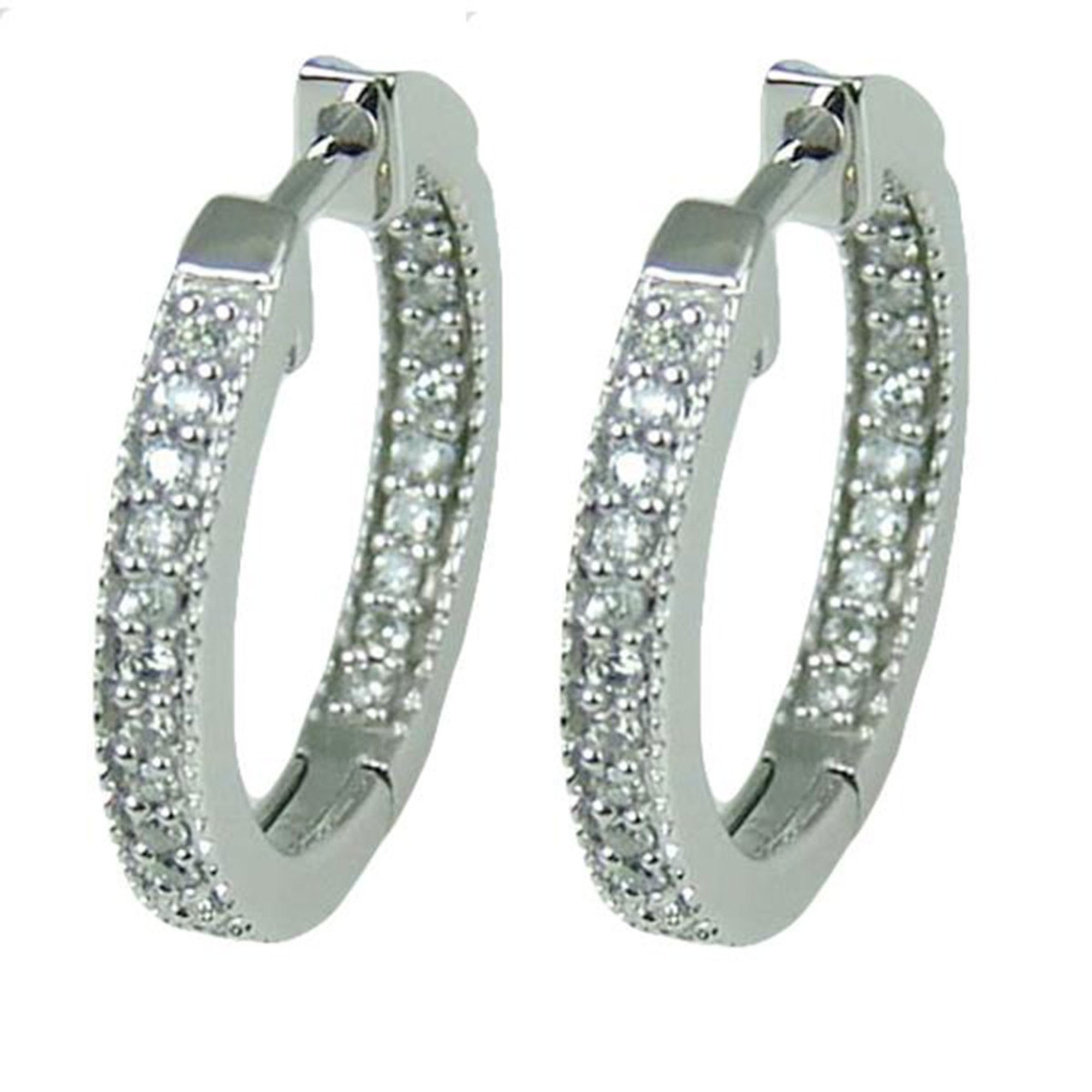 Sterling Silver 1/4 Cttw Hoop Earrings Diamond Earrings Accessories