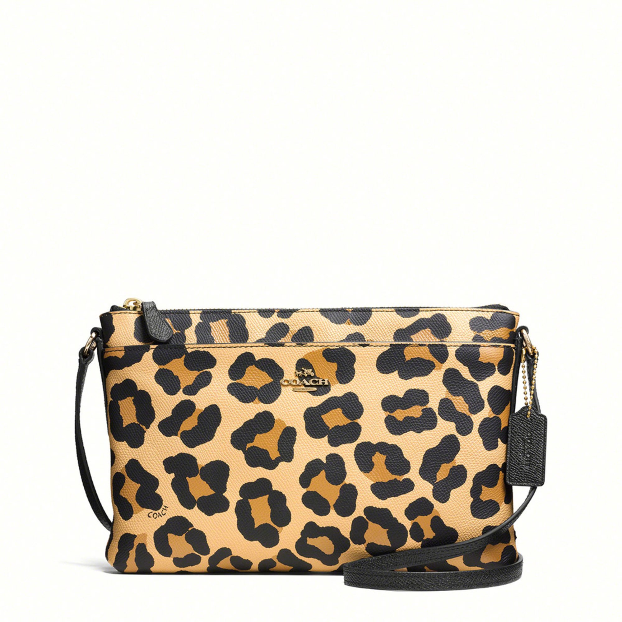 coach coach printed ocelot crossgrain leather journal crossbody tan ...