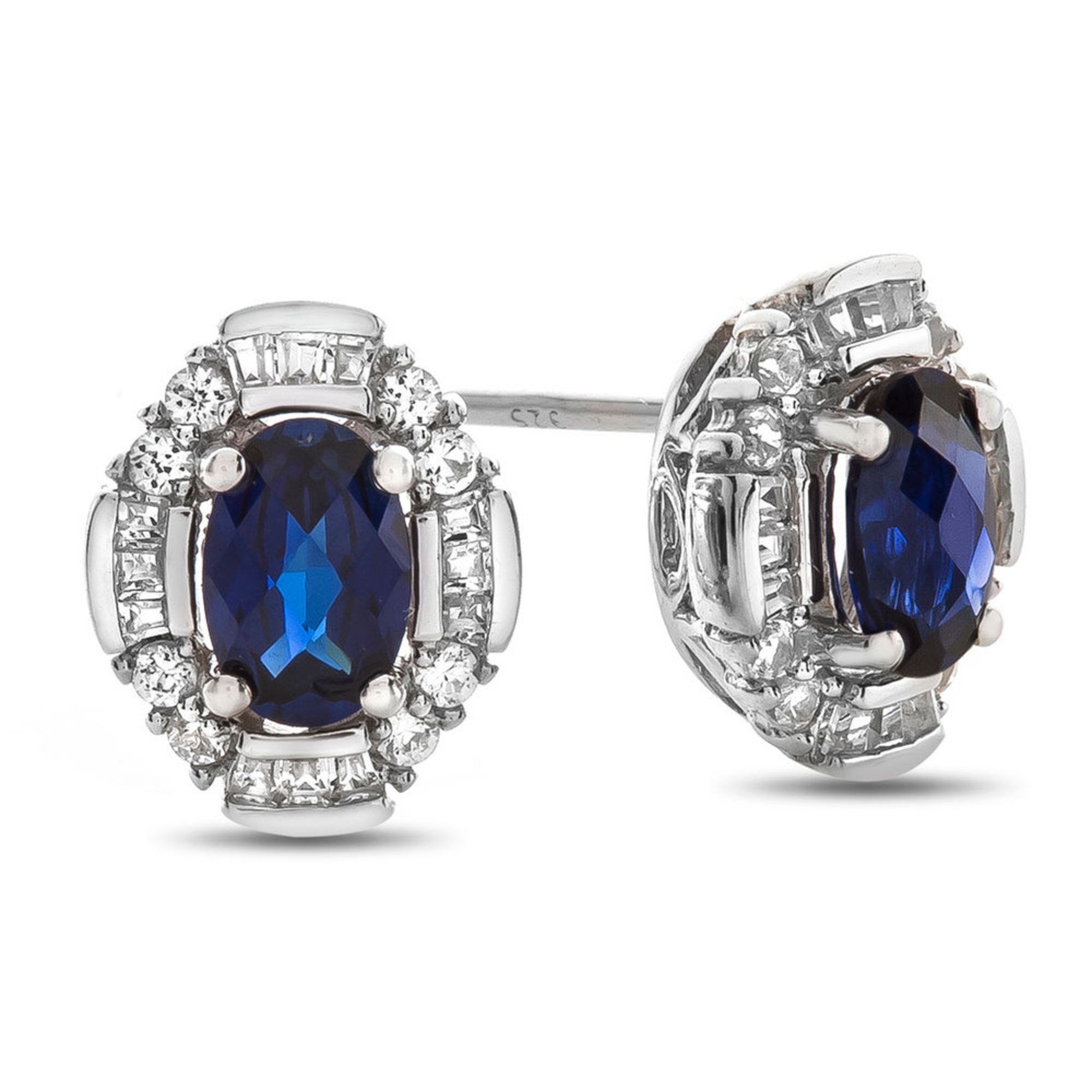 Sterling Silver And Created Sapphire Earrings | Gemstone Earrings ...