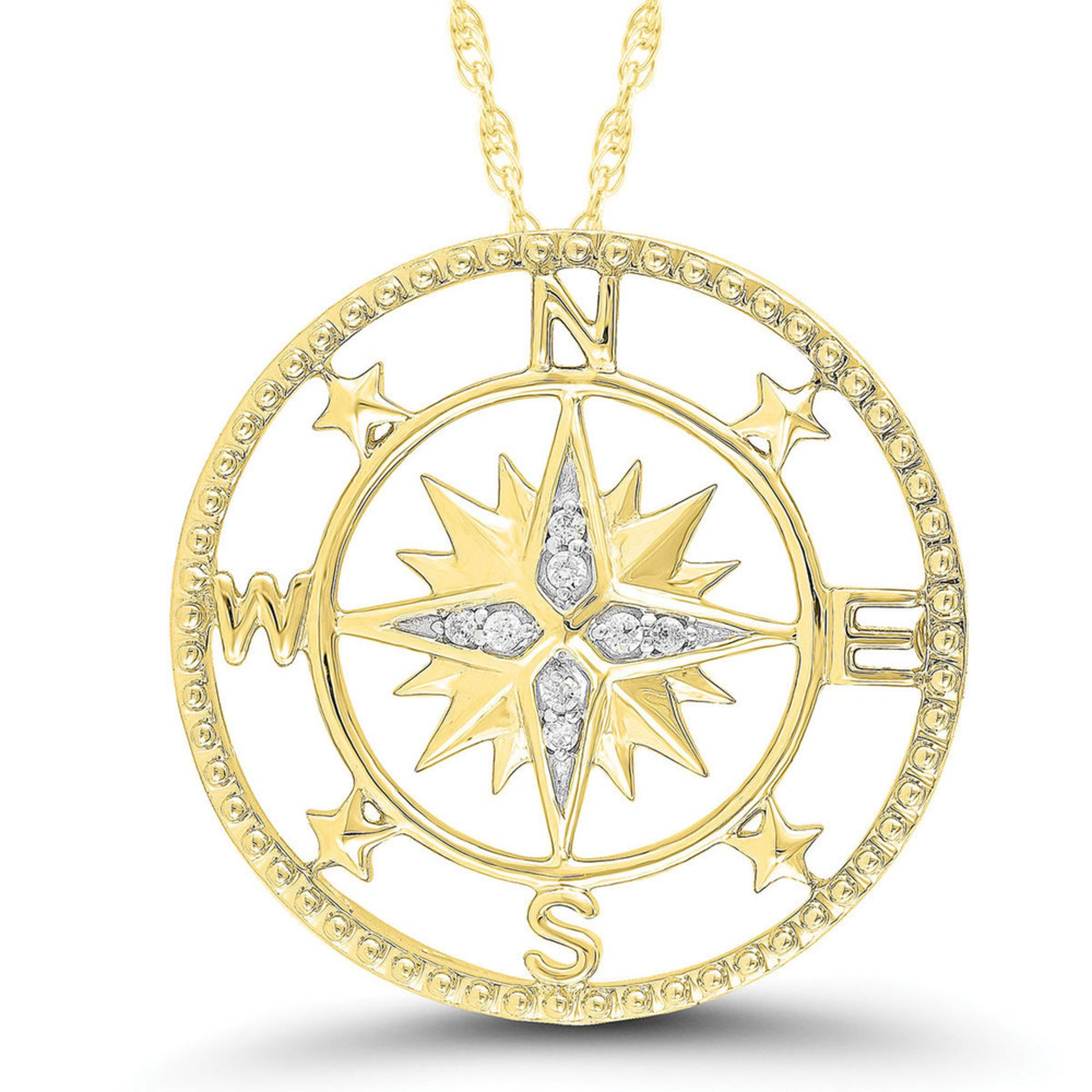 Diamond Compass Pendant, 10k Diamond Necklaces Accessories Shop