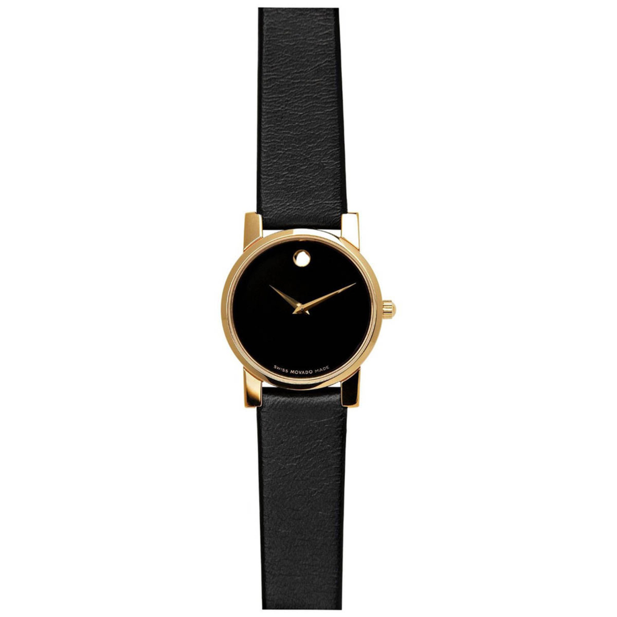movado men's museum watch with leather strap