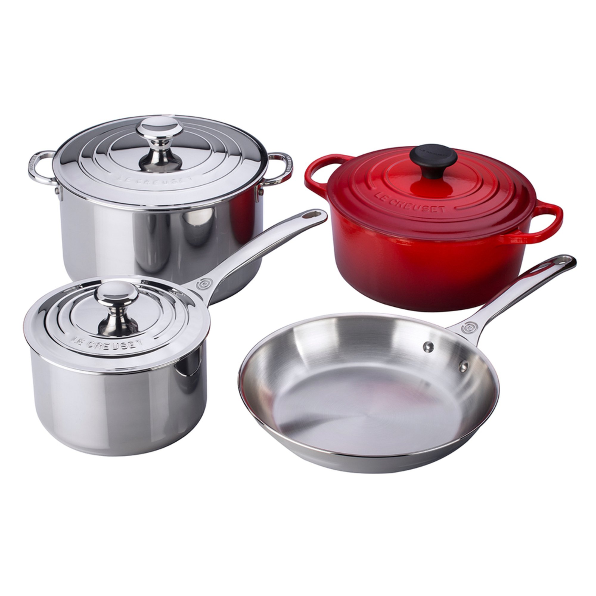 Le Creuset 7piece Stainless Steel & Enameled Cast Iron Cookware Set
