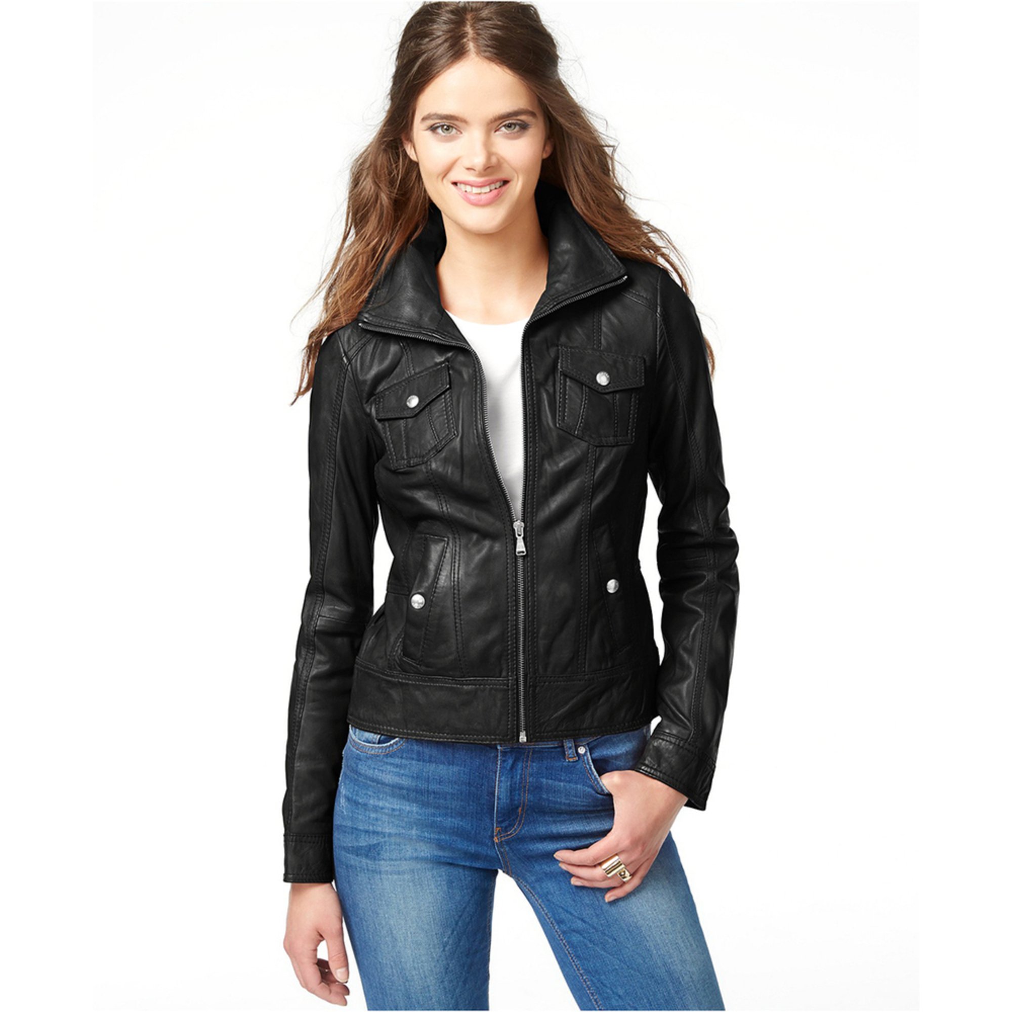 Guess Jacket Asymmetrical Zip Front Leather Guess Geonna Moto Jacket Polyvore