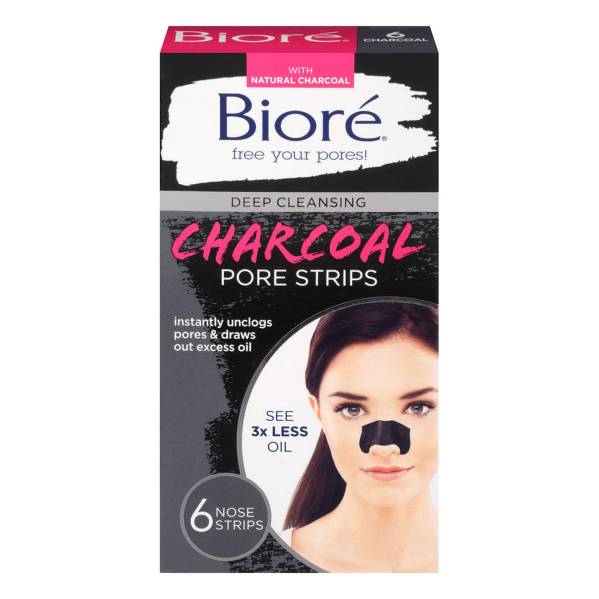 Bioré Deep Cleansing Charcoal Pore Strips, 6ct Acne & Blemish