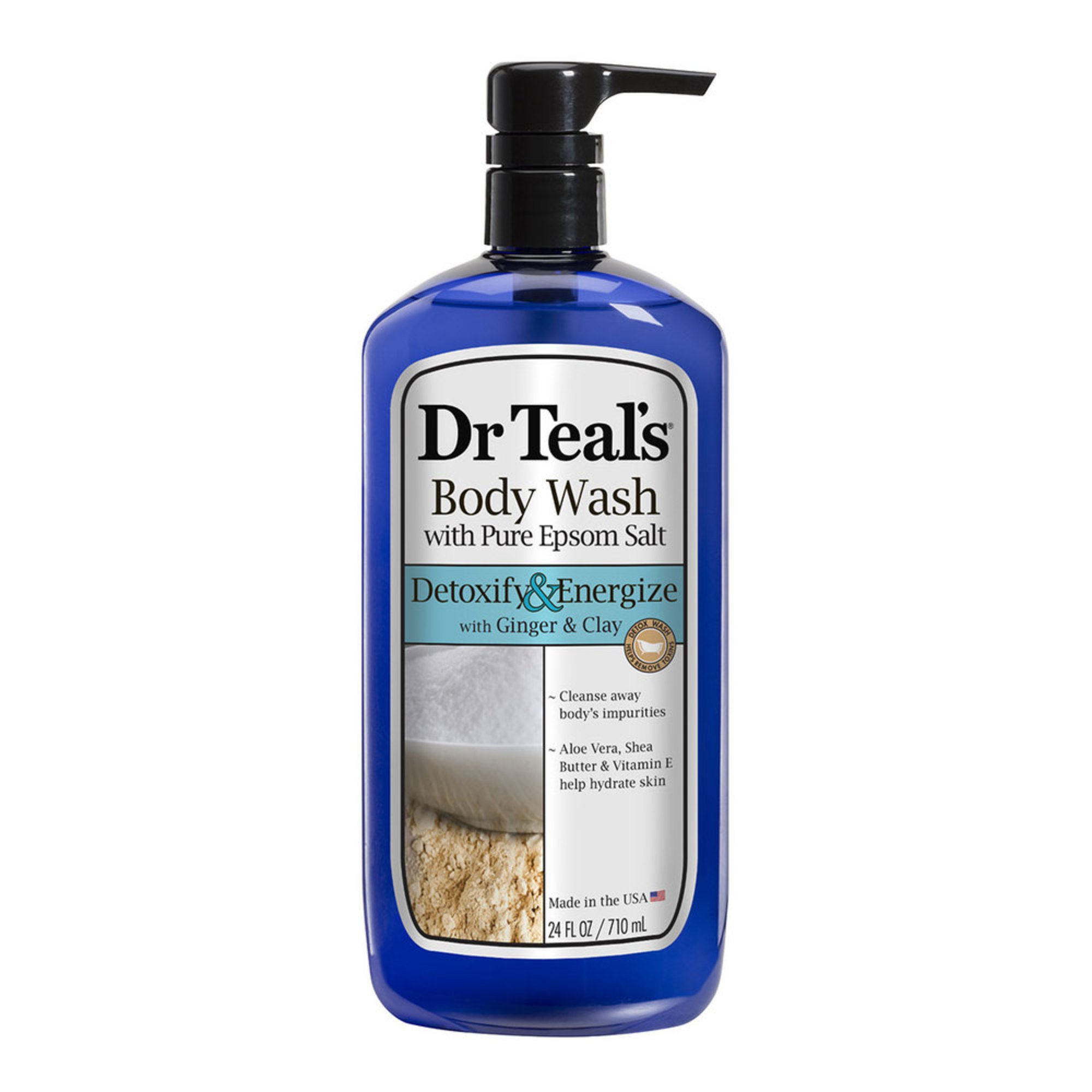 Dr. Teal's Detox & Energize Body Wash With Ginger & Clay 24oz Shower